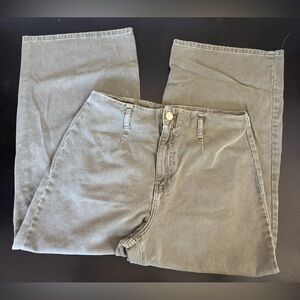 Zara Olive Green High-Waist Straight Jeans